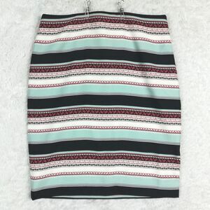 Ann Taylor Womens‎ Skirt Sheath Tribal Aztec Stripe Geometric Knee Length 14 New